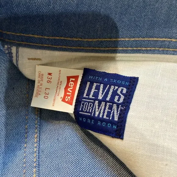 Vtg Levis For Men Size 36 30 Blue Denim WPL 423 Orange Tab Made In USAskosh